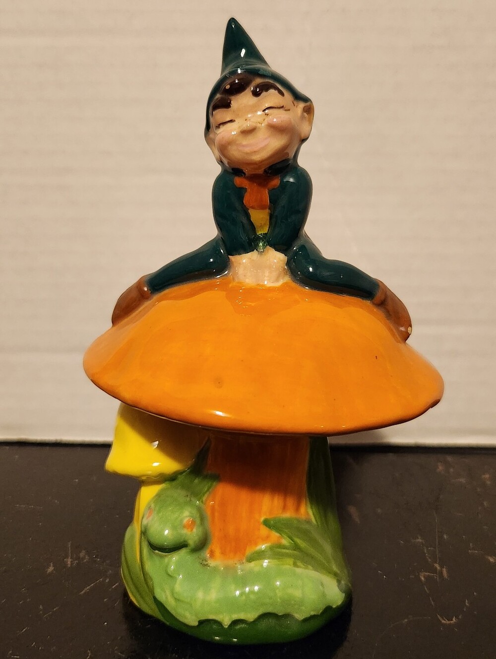 Woodland Whimsical Pixie Elf On Mushroom Cottagecore Figurine Hand Painted